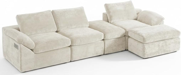 108" U-Shape Modular Sectional Sofa with Ottoman