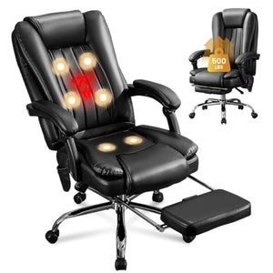 Heated Massage Reclining Office Chair with Footrest