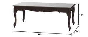 Traditional Ornate Wood Coffee Table – Dark Cherry