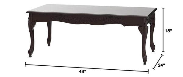 Traditional Ornate Wood Coffee Table – Dark Cherry