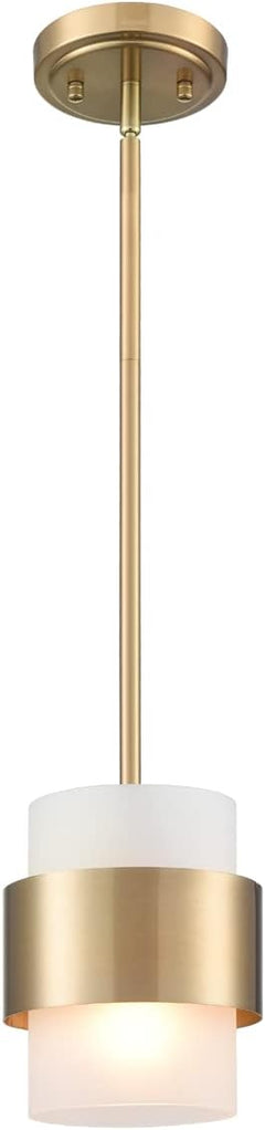 Frosted Glass Pendant Light – Gold Metal Ceiling Hanging Fixture