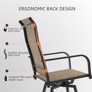 Outdoor Swivel Bar Stools Set of 2, Counter Height, Textilene Mesh