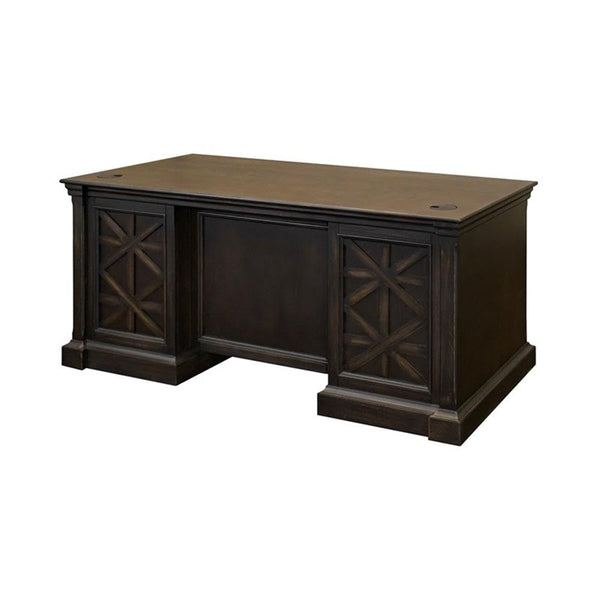 66" Wood Double Pedestal Executive Desk – Dark Brown