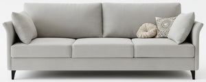 65" Mid-Century Modern Loveseat Sofa – Linen 3-Seater, Silvery Grey
