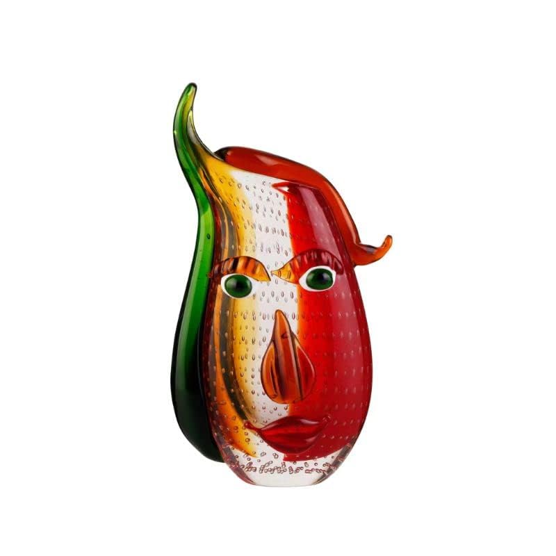 Murano-Style Art Glass Face Sculpture — Hand Blown Decorative Figurine