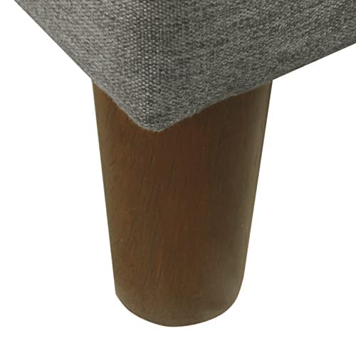 Grey Storage Ottoman with Hinged Lid & Wood Legs