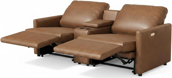 Dual Power Reclining Sectional Loveseat with Console