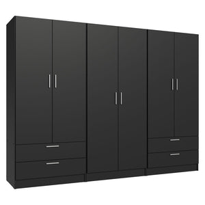6-Door 4-Drawer Wardrobe with Shelves & Hanging Space