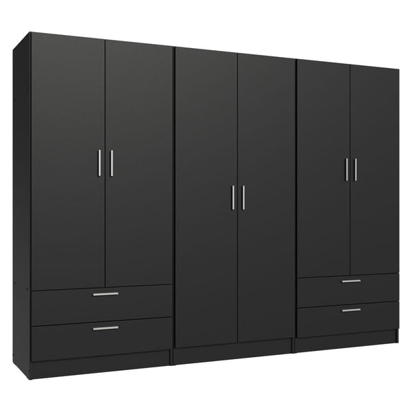 6-Door 4-Drawer Wardrobe with Shelves & Hanging Space