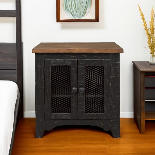 Rustic Farmhouse End Table with Storage Cabinet