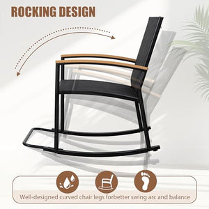 3-Piece Outdoor Rocking Bistro Set – Textilene Patio Chairs & Table