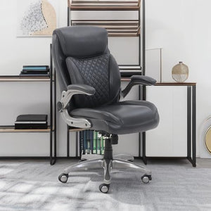 Ergonomic Executive Office Chair with Lumbar Support & Flip-Up Armrests