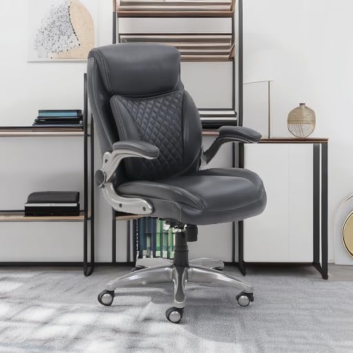 Ergonomic Executive Office Chair with Lumbar Support & Flip-Up Armrests