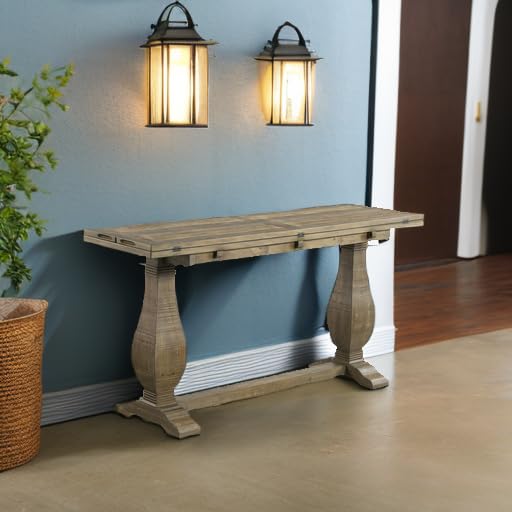 Farmhouse Flip-Top Console Dining Table – Solid Pine Wood