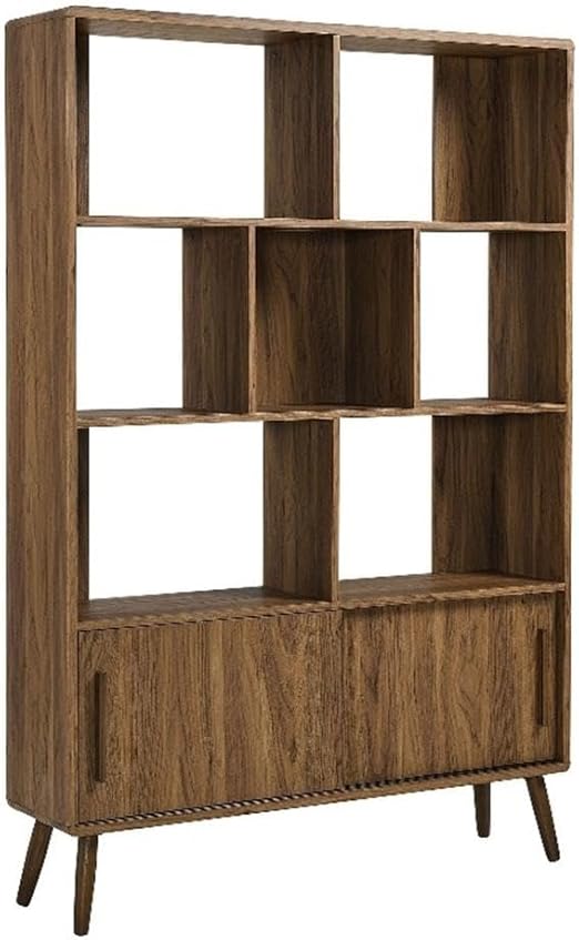 8-Shelf Bookcase with Sliding Doors