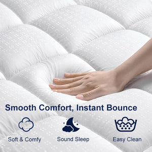 2-Inch Pillow Top Mattress Topper with Cotton Surface and Deep Pocket Fit