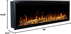 60" Smart Electric Fireplace – Wall Mount & Recessed