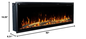 60" Smart Electric Fireplace – Wall Mount & Recessed
