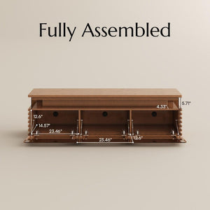 Mid-Century Modern TV Stand 71" with LED Lights & Ventilated Storage