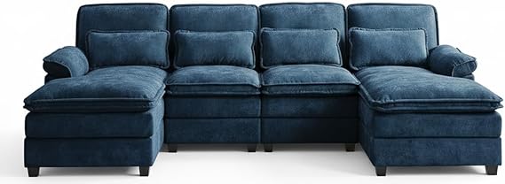 112" U-Shaped Modular Sectional Sofa with Double Chaise