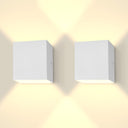 Square LED Up Down Wall Sconces Set of 2 – 5CCT Selectable, IP65 Waterproof, Metal, White
