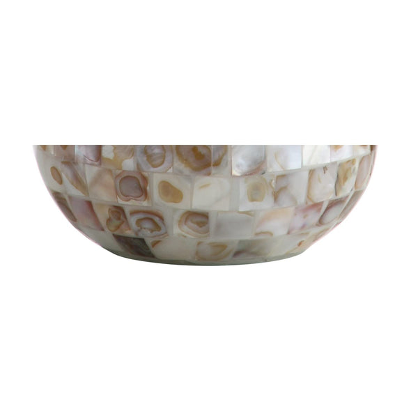 Seashell Coastal Mini LED Table Lamp with White Linen Drum Shade