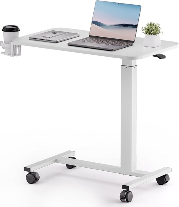 Adjustable Overbed Table with Wheels & Pneumatic Lift