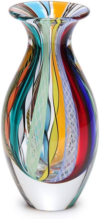 Hand Blown Glass Vase – Red Murano Style Boho Art Glass