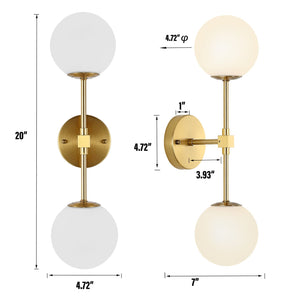 Modern Globe Glass Wall Sconce with Brass Finish
