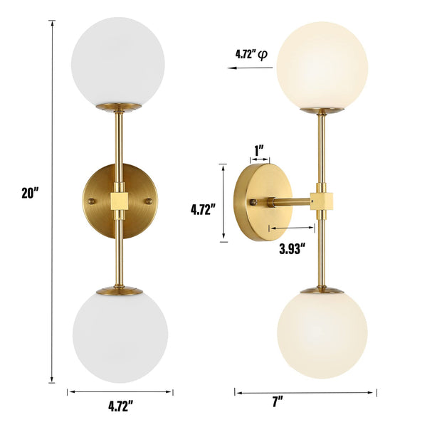 Modern Globe Glass Wall Sconce with Brass Finish