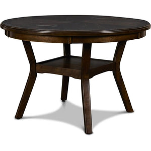 5-Piece Round Dining Set with Storage Shelf & Upholstered Chairs