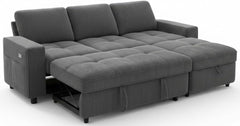 81" L-Shaped Sectional Sleeper Sofa with Pull-Out Bed & Storage