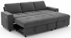 81" L-Shaped Sectional Sleeper Sofa with Pull-Out Bed & Storage