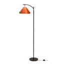 Layered Wood Shade Floor Lamp, Mid-Century Modern, E26, Foot Pedal Switch