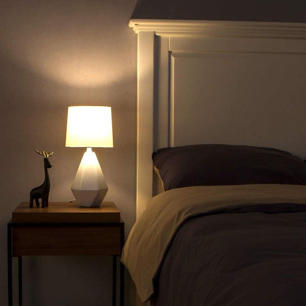 Modern Small Ceramic Table Lamp with White Fabric Shade