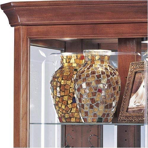 Corner Curio Cabinet with Glass Shelves & Lighting
