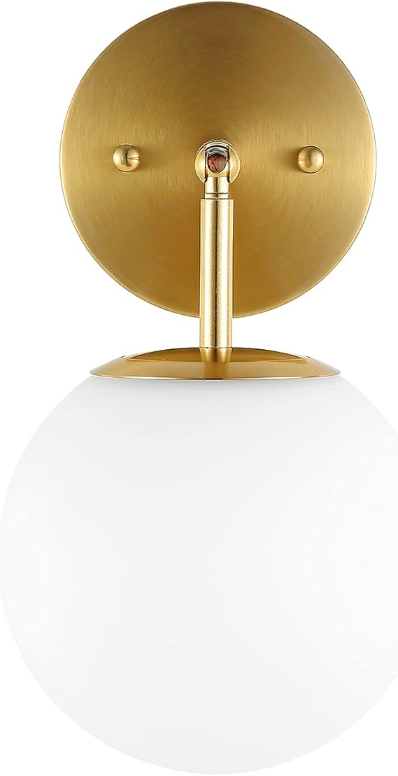 Modern Globe Glass Wall Sconce with Brass Finish