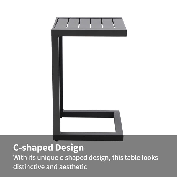 Aluminum C-Shaped Outdoor Side Table