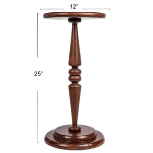 Creative Co-Op Bishop Pedestal Cocktail Side Table, Dark Chestnut