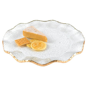 Gold Leaf Glass Platter – 13" Round Charger Plate