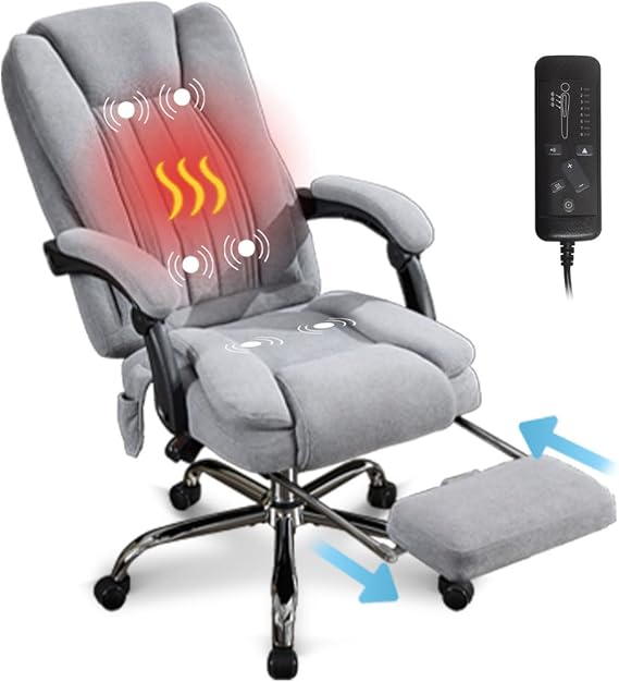 Heated Massage Reclining Office Chair with Footrest