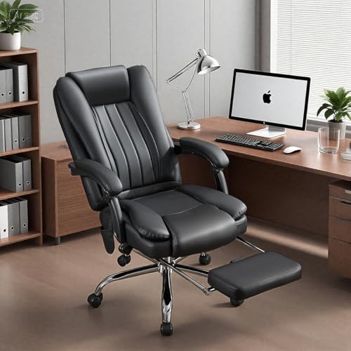 Heated Massage Reclining Office Chair with Footrest