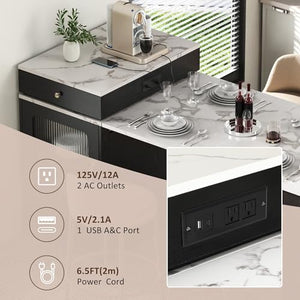 Kitchen Island with Extendable Dining Table, Rolling Storage, Power Outlet & Drawers