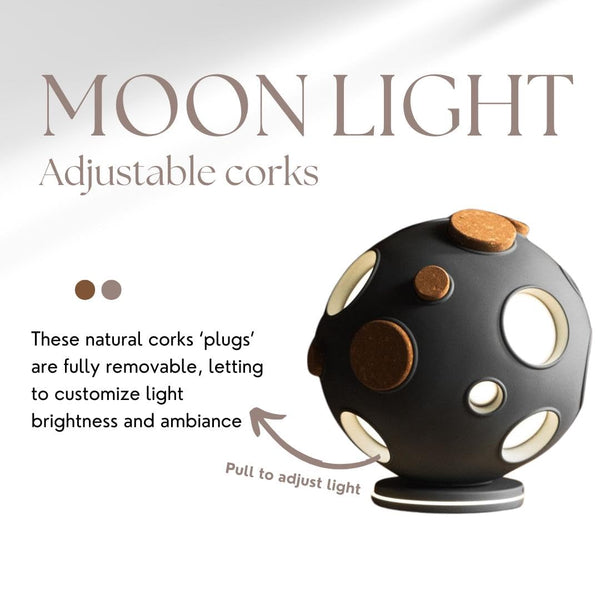 Moon-Inspired Adjustable Glow Table Lamp with Cork Details
