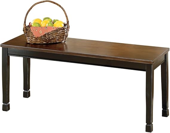Rectangular Dining Bench – White & Brown