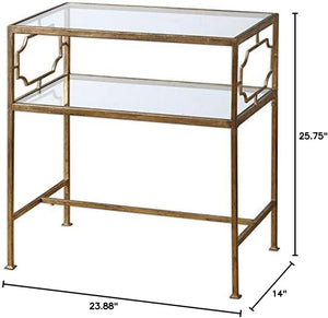 Gold Metal & Glass Side Table Set of 2