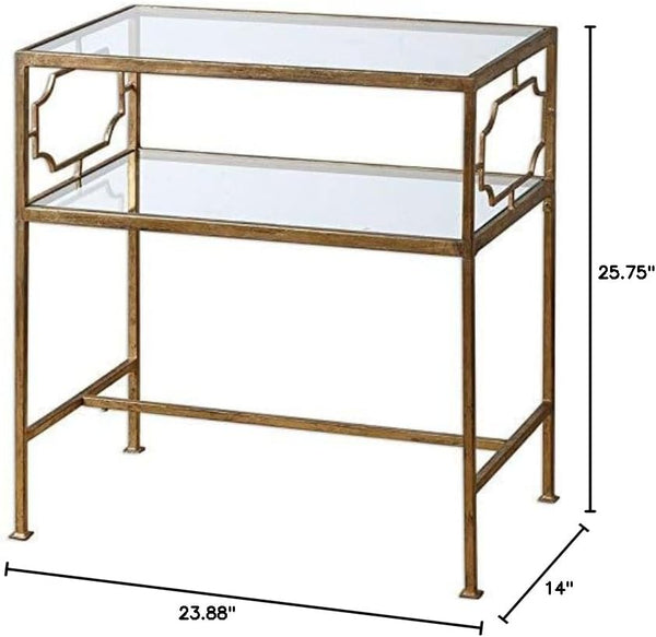 Gold Metal & Glass Side Table Set of 2
