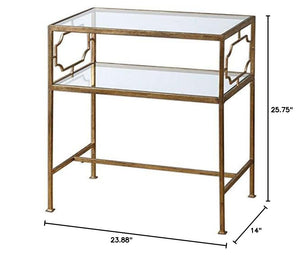Gold Metal & Glass Side Table Set of 2