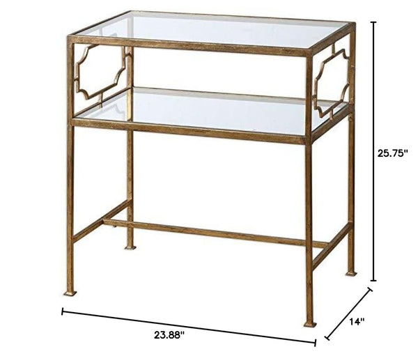 Gold Metal & Glass Side Table Set of 2