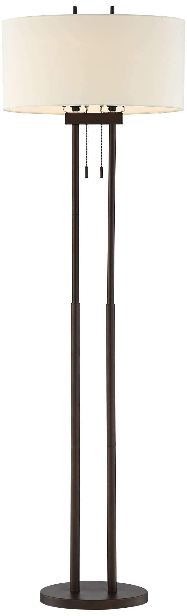 Twin Pole Floor Lamp 62" – Oil Rubbed Bronze with Oval Shade